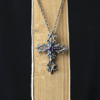 Entire Sterling Silver Personality Dark Style Cross Pendant