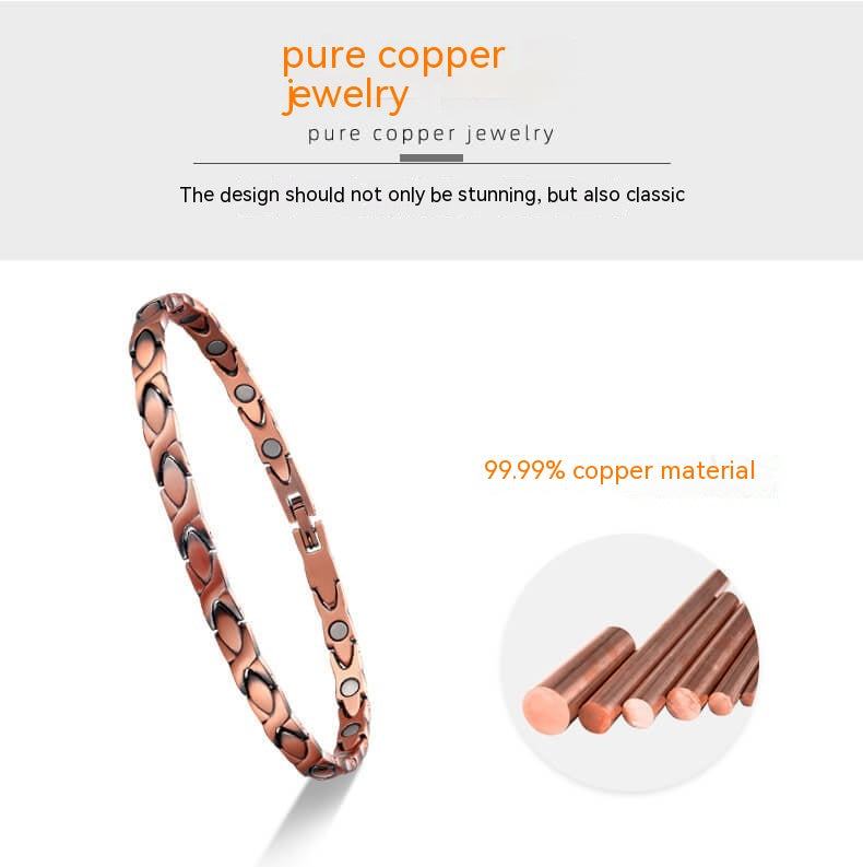 Red Copper Pure Copper Instep Chain Magnet Red Copper Anklet