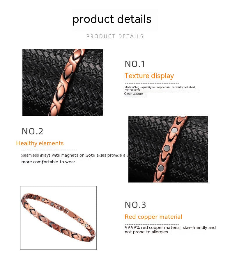 Red Copper Pure Copper Instep Chain Magnet Red Copper Anklet