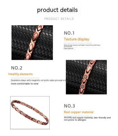 Red Copper Pure Copper Instep Chain Magnet Red Copper Anklet