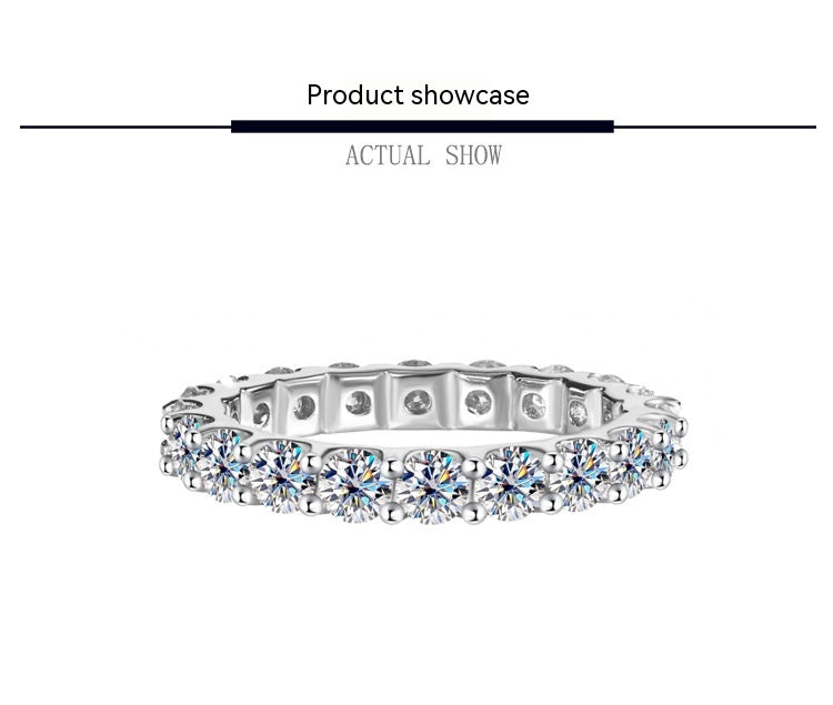 S925 Sterling Silver Moissanite Full Diamond Simple Stackable Ring