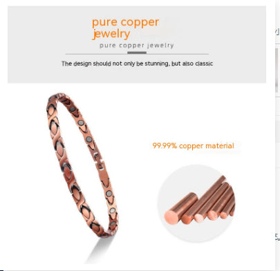 Red Copper Pure Copper Instep Chain Magnet Red Copper Anklet