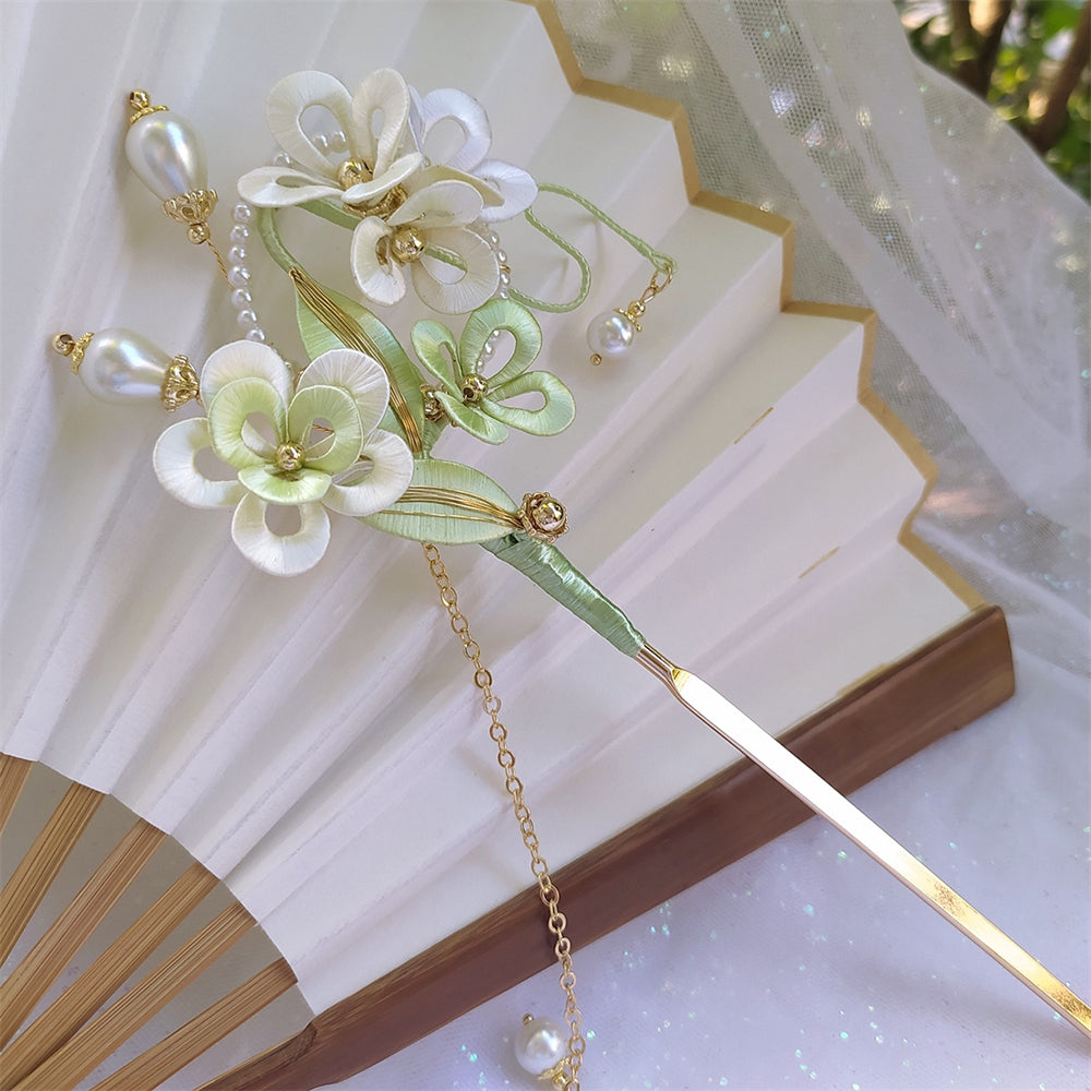 Non-legacy Flower-wrapped Hairpin Finished Product Creative Antique Hair Plate Handmade Jewelry Hanfu Cheongsam Brooch