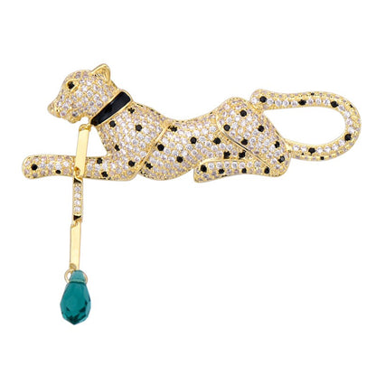 Luxury Atmospheric Crystal Leopard Brooch