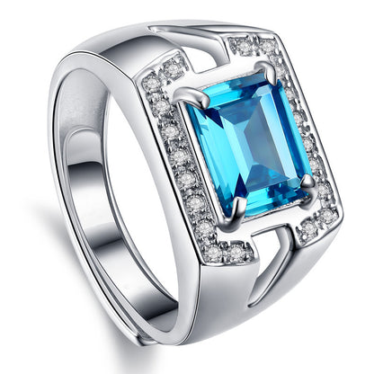 S925 Silver Inlaid Zircon Men's Ring