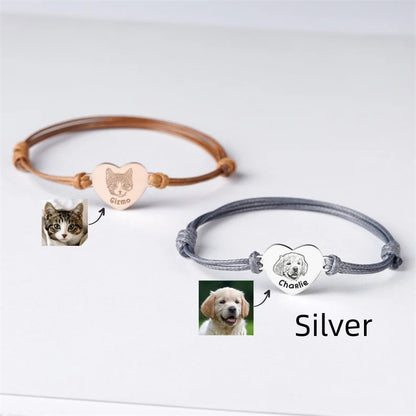 DIY Dogs And Cats Pet Memorial Braided Rope Adjustable Size Custom Bracelet