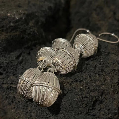 Long Metal Woven Lantern Bird Cage Hollow Stud Earrings