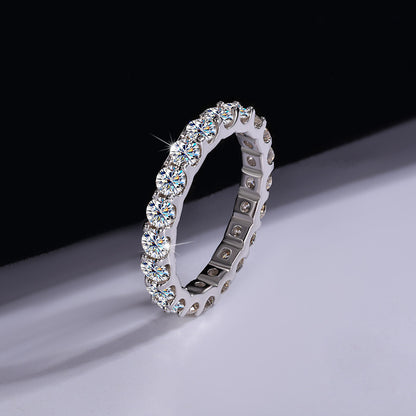 S925 Sterling Silver Moissanite Full Diamond Simple Stackable Ring