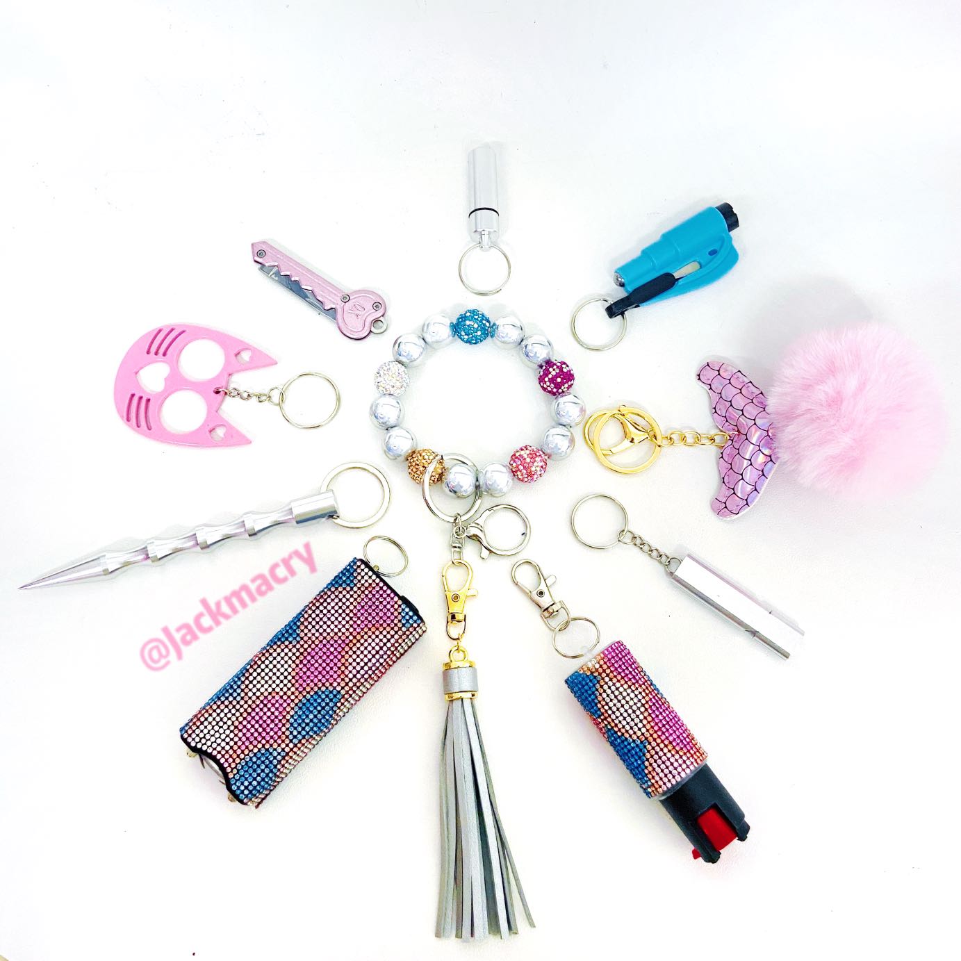 10 Pcs Mermaid Safety Keychain Kit